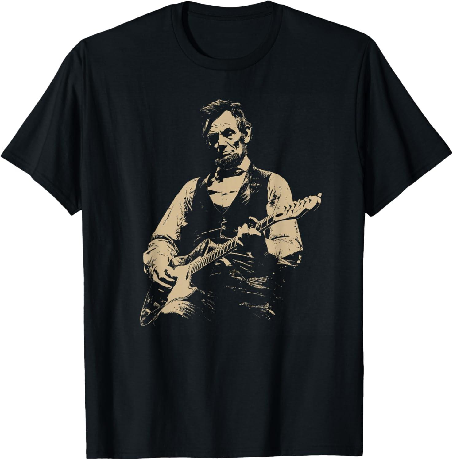 Abraham Lincoln Abe Lincoln Playing Guitar Retro Vintage Unisex T-Shirt S разноцветный