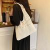 Large Capacity Hollow Knitted Tote Bag Sweet Summer Beach Handbag Trendy Straw Shopping Bag  Female