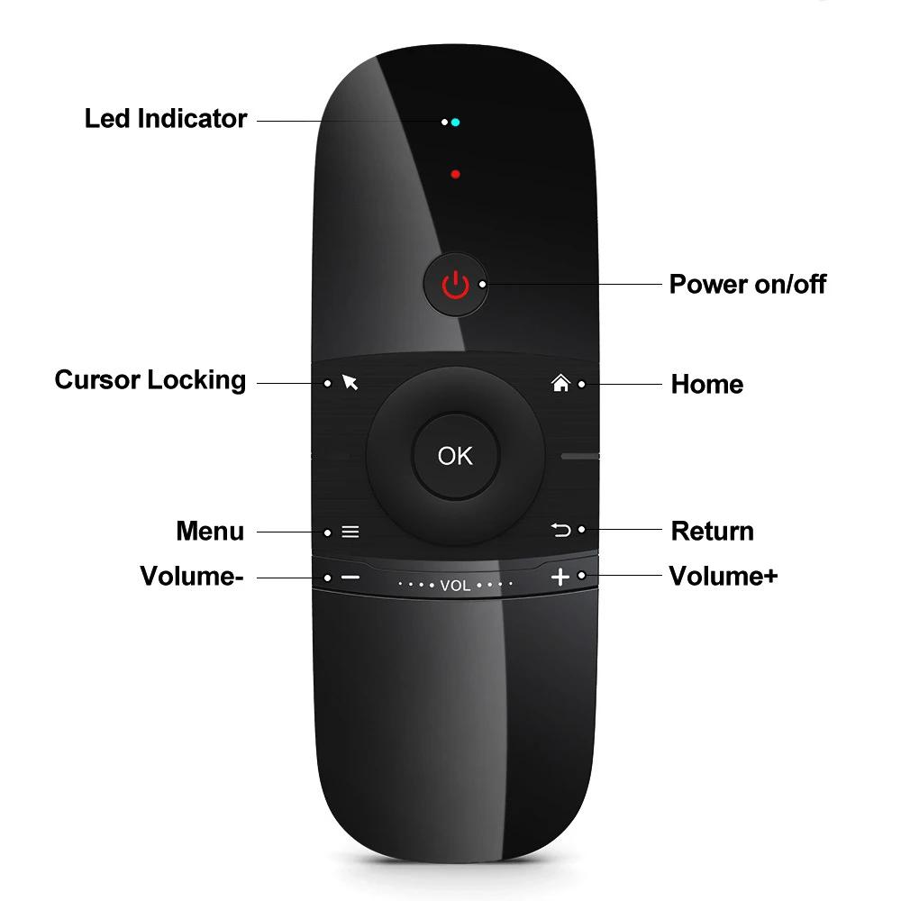 W1 MINI 2.4G Remote Control Wireless Keyboard 6-Axis Motion Sense Air Mouse IR Learning for Smart TV Android TV BOX PC