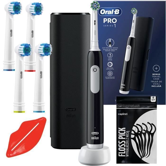 Brosse à dents électrique - Oral B - Pro Series 1 - 3 modes - Étui de voyage - Pack 5 brossettes