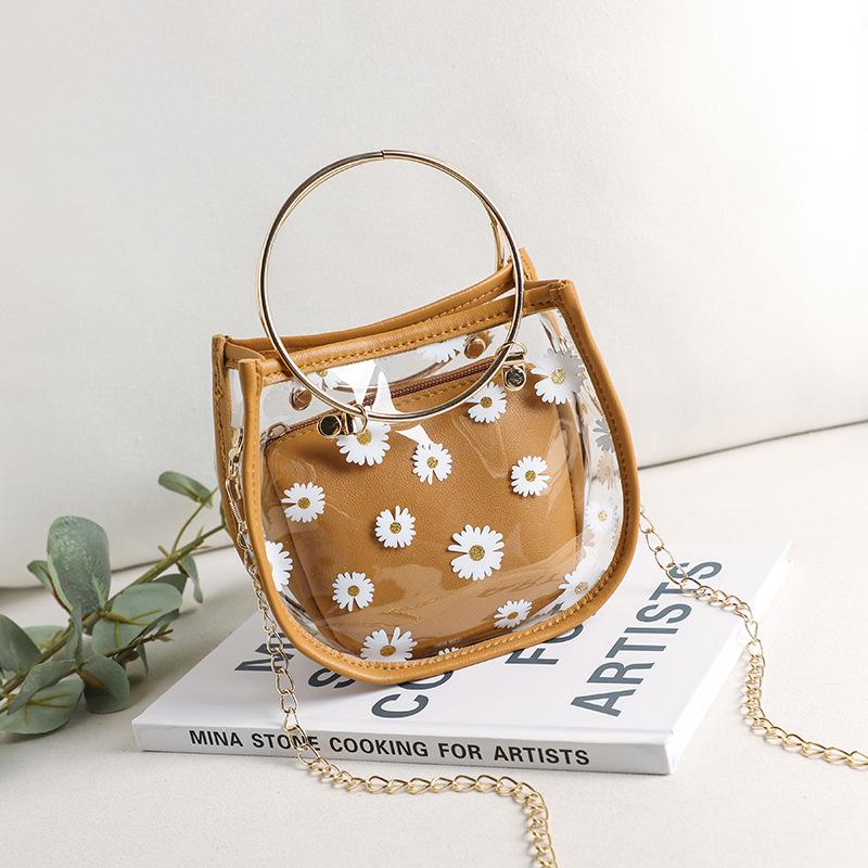

Summer and autumn new fashion texture small daisy print jelly bag single shoulder oblique span women s bag women s bag жёлтый
