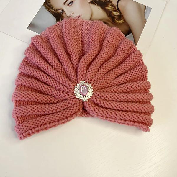 WTEMPO Women's Cold-proof Autumn Winter Solid Color Large Size Woolen Hats Soft Windproof Casual Warm Knitted Flower Hats