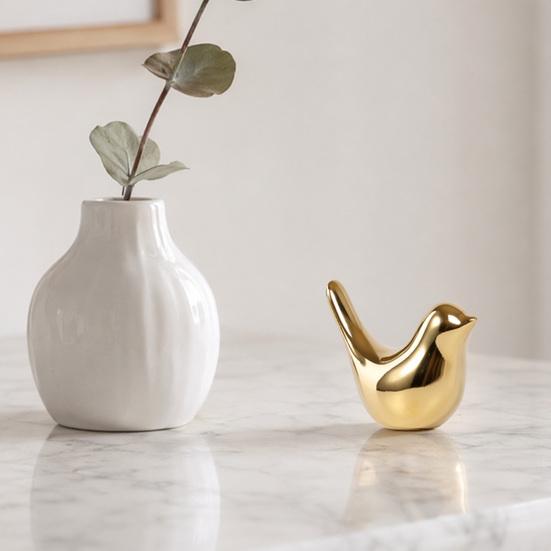 Wear-resistant Bird Decor Ceramic Statues, Modern Gold Decoration, Nordic Style Multi-size Ornaments Figurine for Home Office Desktop Gilded