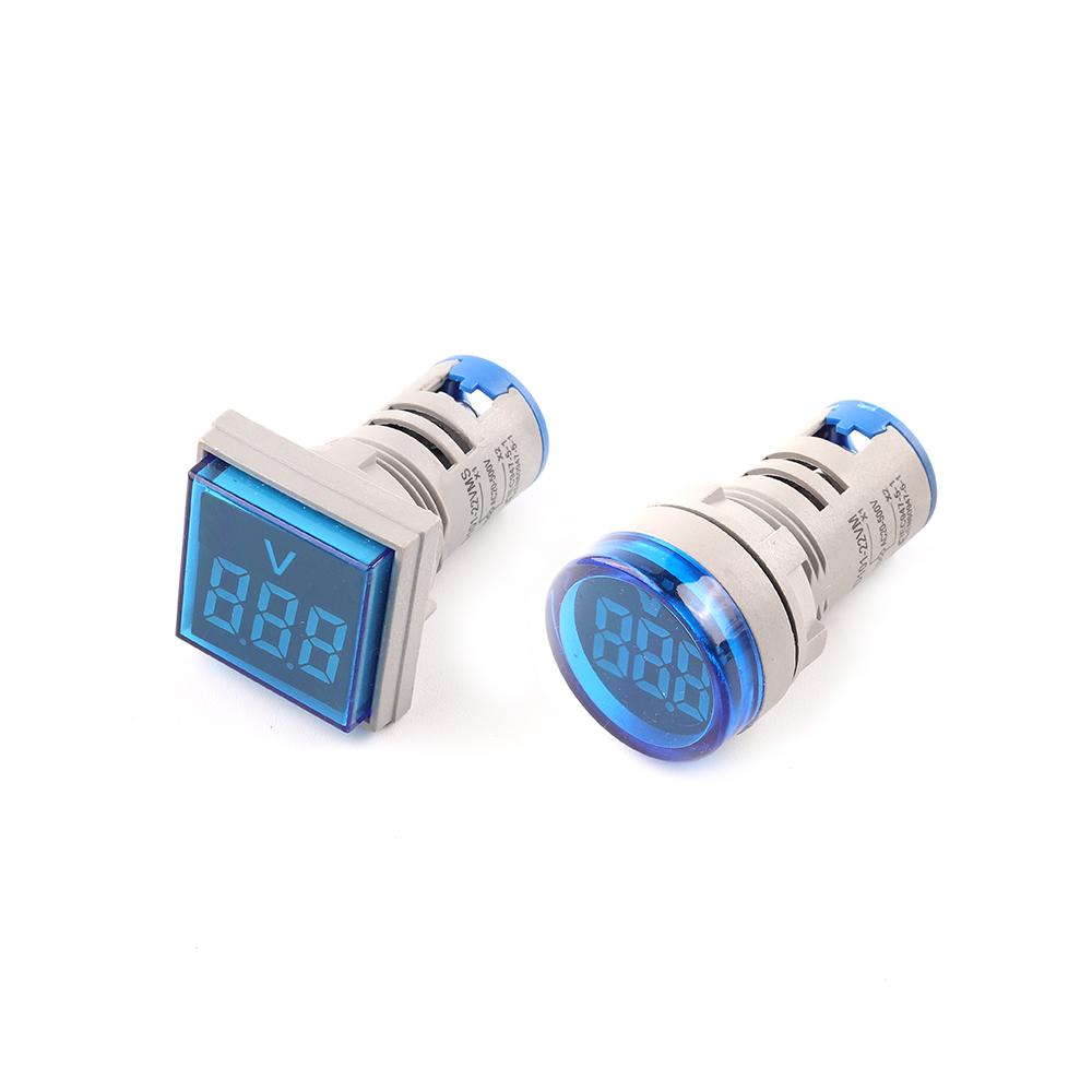 Round Square 22mm AC 20-500V Digital Voltmeter Volt Voltage Tester Meter Monitor Power LED Indicator Pilot Lamp Light