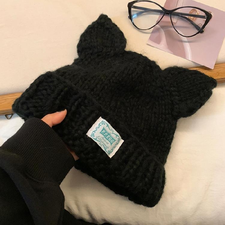 Cats Ear Knitted Hat Women Snow Hat for Girl Snow Skiing Cycling Winter Crochet Snow Hat for Women Outdoor Activity