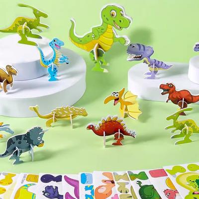 25Pcs/Set Kids 3D Puzzle Toy Cartoon Animal Dinosaur Airplane Cognition 3D