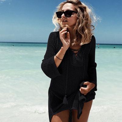 2024 New Arrivals Sexy Beach Cover Up Crochet White Swimwear Dress Ladies Bathing Suit Cover Ups Beach Tunic Saida De Praia Q188