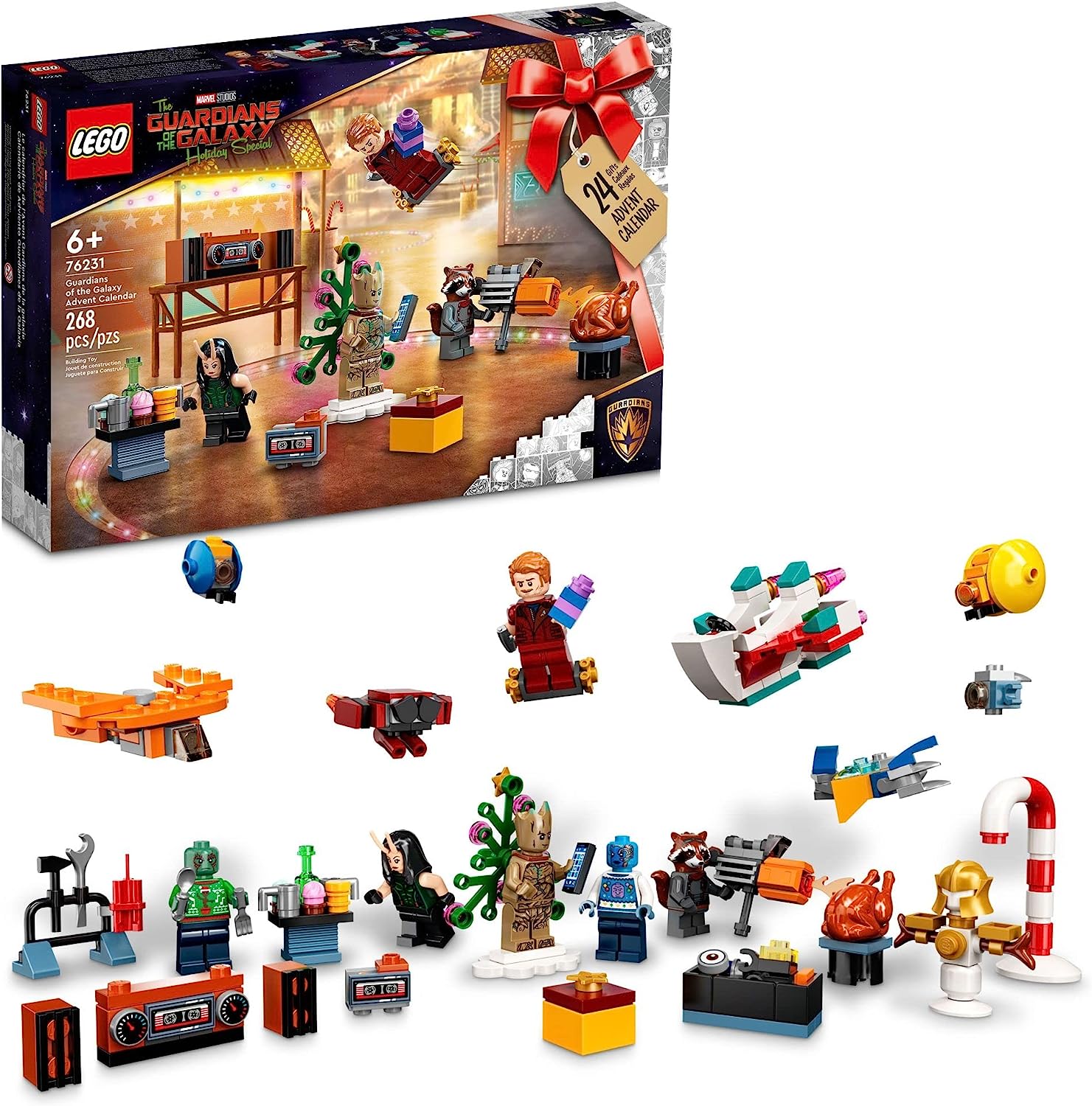

Адвент-календарь LEGO Marvel Studios «Стражи Галактики» 76231 Набор строительных игрушек и минифигурок для детей, мальчиков и девочек в возрасте от 6 лет (268 штук)