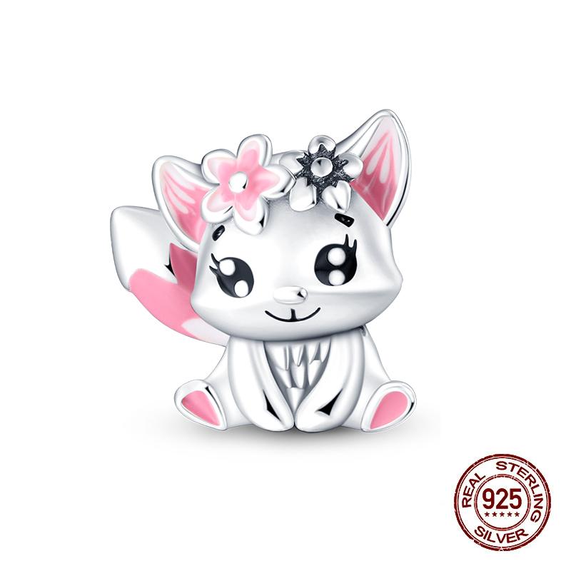 Charms Kupferrosa Katze Eule Tier Herz Zirkonia Charm Perlen Passen Original Armbänder Feiner DIY Schmuck