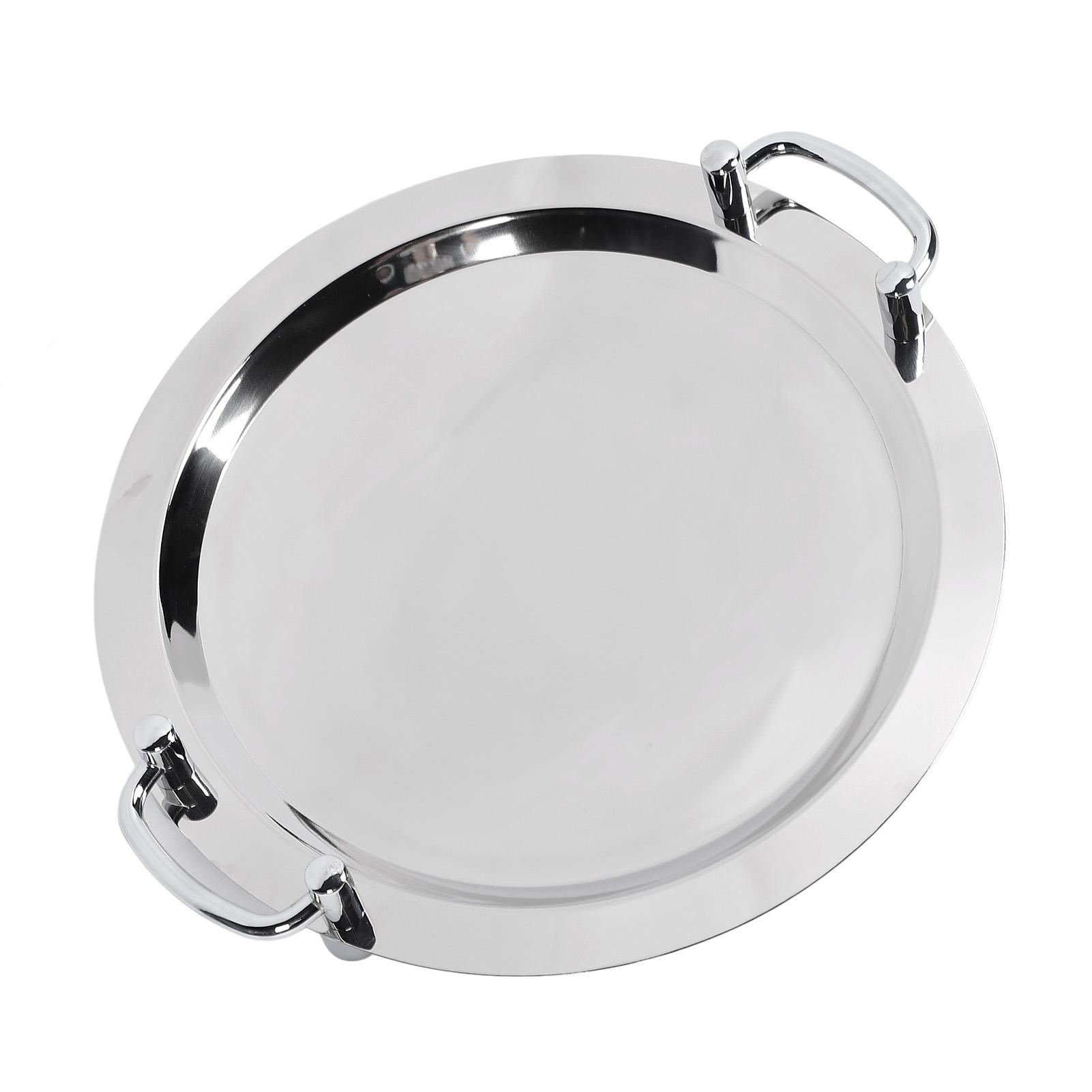 

Буфетная тарелка из нержавеющей стали с яркой зеркальной полировкой, сервировочный поднос с ручкой для отеля, ресторана, банкета, круглая L