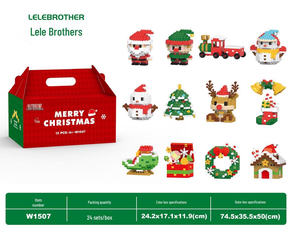 Stavebnice Santa Clause z mikročástic: 60 typů, Slepá krabička kompatibilní s Lego