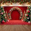 Christmas Ornament Festive Holiday Backdrop Winter Banner Red Theme Christmas Banner For Xmas Celebration Photo Shoot Indoor