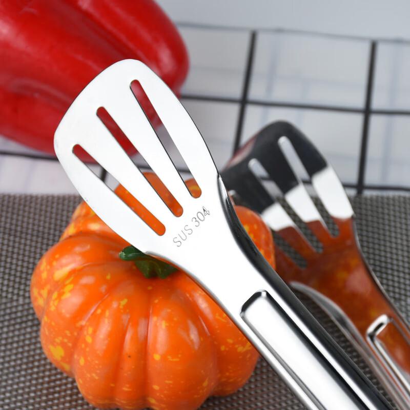 JingJingRS 304 Stainless Steel Perforated Food & BBQ Tongs