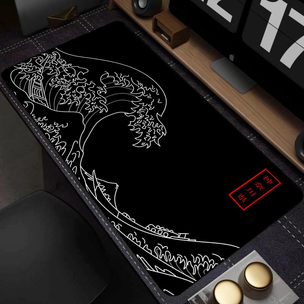 Pad NonSlip Carpet Natural Rubber Big Mouse Mats x Mouse Pad Gamer Black Great Wave Art Mousepad XXL Mechanical Keyboard