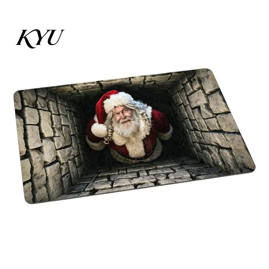 Winter Snowman Welcome Rug 3D Christmas Entrance Rug, Santa Claus Floor Mat, Non-slip Non Slip Washable Door Mat Festive for Front Bathroom