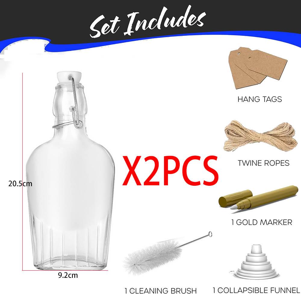 8.5Oz Glass Flask for Liquor Flip Top Glass Bottle Set For Vanilla Extract Bottles,Mini Liquor Swing Top Bottles,Syrup Bottles