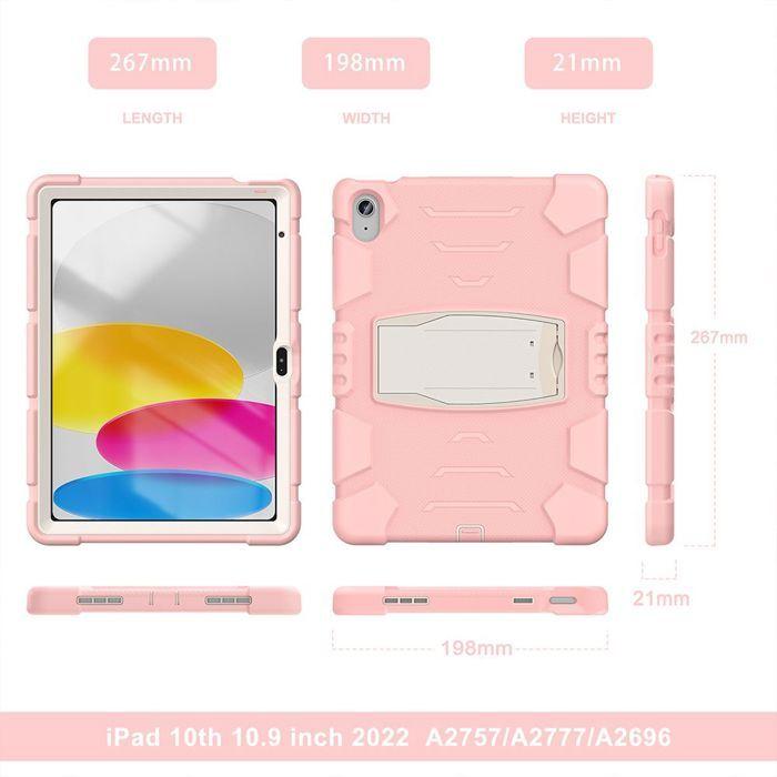 Coque pour iPad A16 11" - Protection Intégrale Antichoc - Rose - Silicone - PC Rigide - Support Arrière