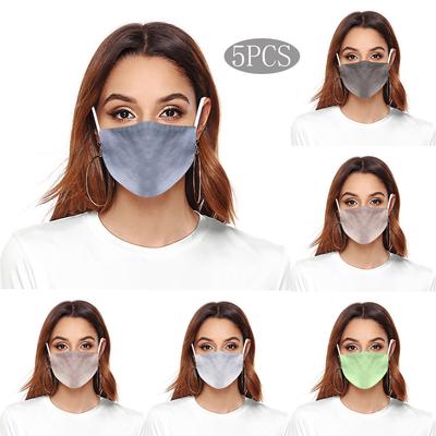 Pack of 5 Solid Cotton Linen Face Mask Washable Reusable Mouth Cover