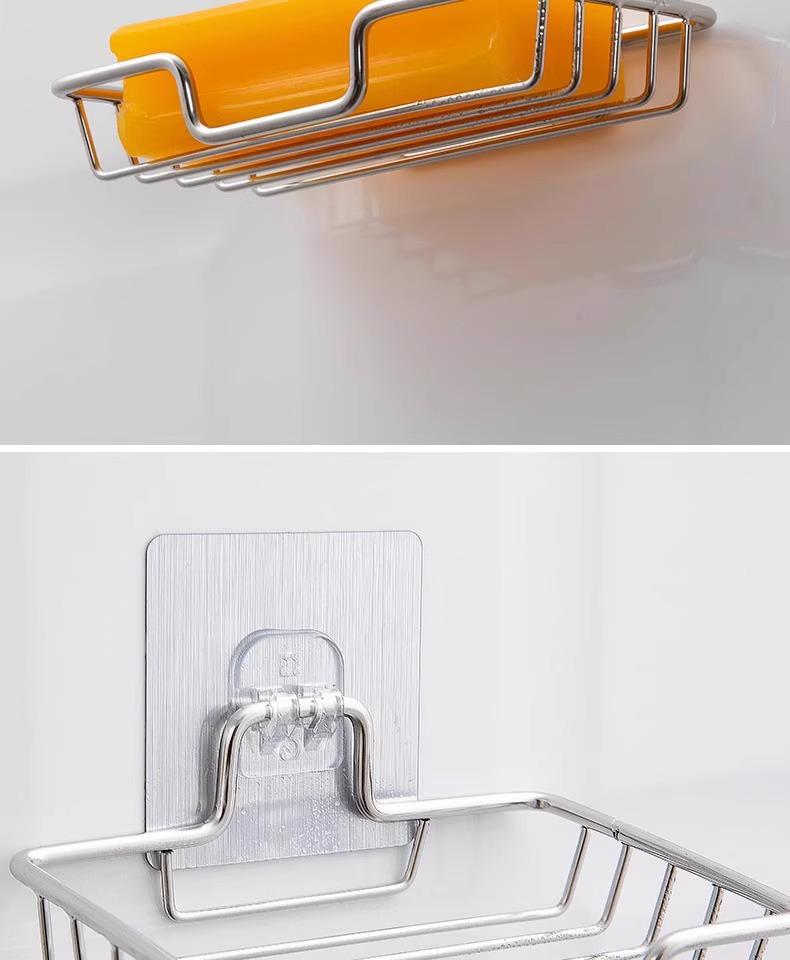 Stainless Steel Punch-Free Wall-Mounted Soap Dish with Suction Cup for Bathroom.