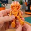 Stress Relief Fidget Toy 3D Printed Skull Astronaut Figurine, Articulated Skeleton Spaceman Action Figure, Cool Room Decor Halloween Movable