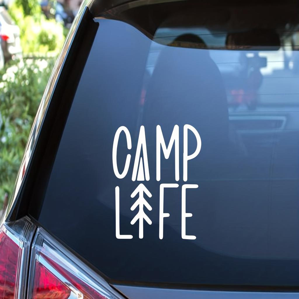 Matte Waterproof Irregular Vinyl Decal Camp Life Graphic Sticker Fit Car RV Camper Outdoor Camping Vehicle Body Window Decor