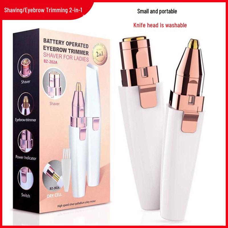 USB Rechargeable 2-in-1 Eyebrow Trimmer & Mini Lipstick Epilator