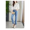 Women's White Embroidered Eyelet Blouse Stand Collar 3/4 Sleeve Casual Loose Shirt