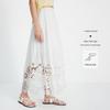 Navigare Women's Embroidered Cotton A-Line Midi Skirt