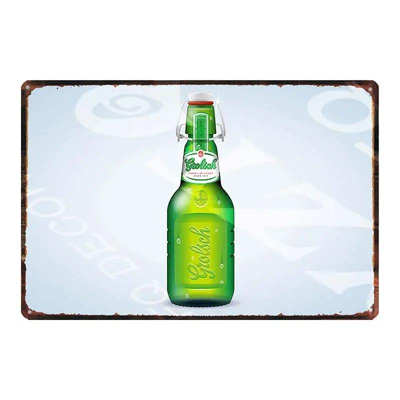 YZFQGrolsch Bière Lager Panneaux Décoratifs Hollandais Plaques Métalliques Pour Mur Bar Maison Art Décoration Restaurant 30X20CM DU-9120B