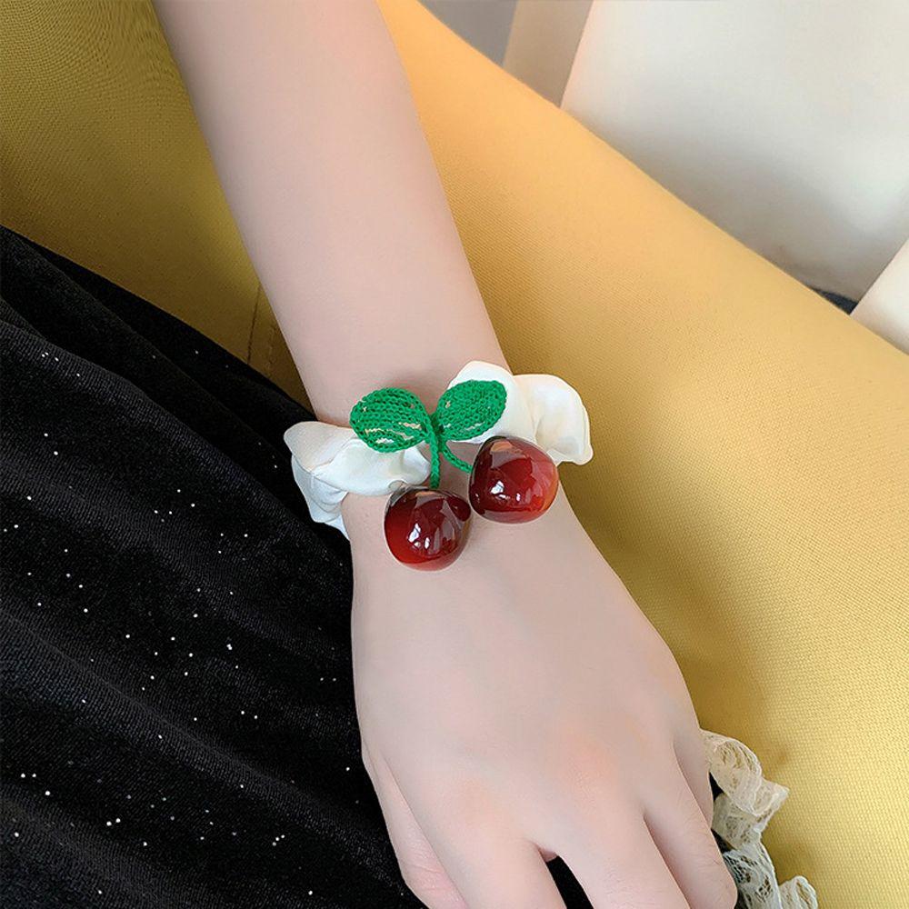 

Головной убор из смолы, модный дизайн, аксессуары для волос в корейском стиле, резинки для волос для женщин, резинки для волос, вишневый цвет белый