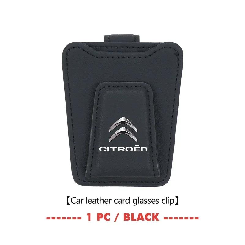 Car Sunglasses Holder Sun Visor Leather Hanger Ticket Card Clip For Citroen C4 C3 C5 C1 C2 C6 VTS C4L DS3 DS4 DS5 Grand Berlingo