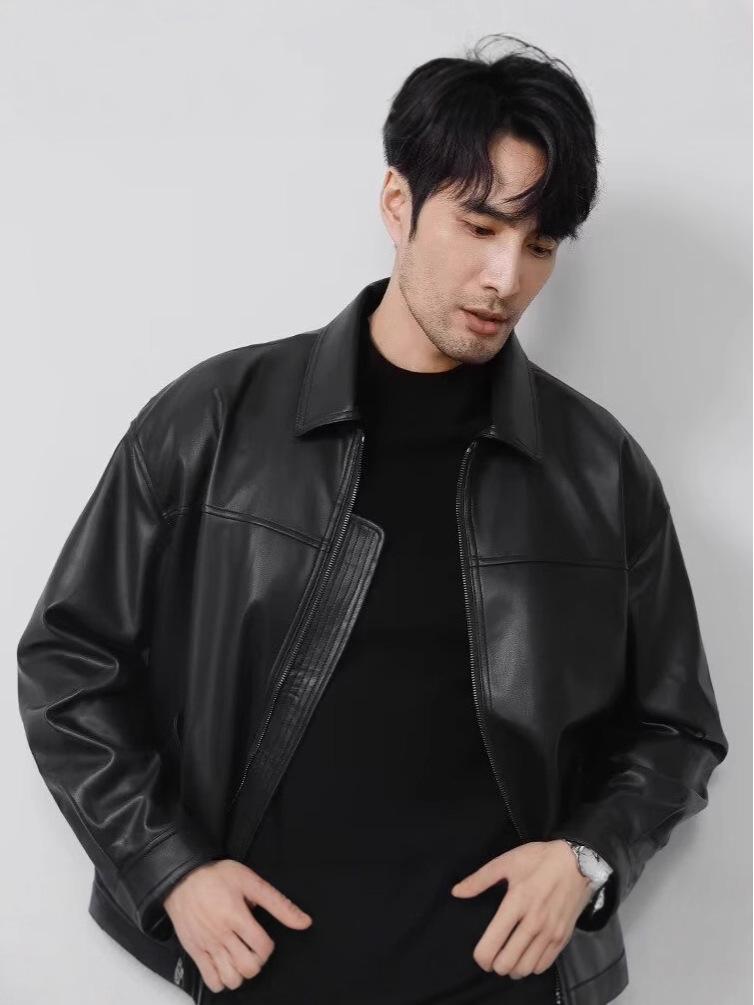 Chaqueta de Motocicleta de Cuero PU de Moda para Hombre con Solapa Genial - Colección Primavera y Otoño