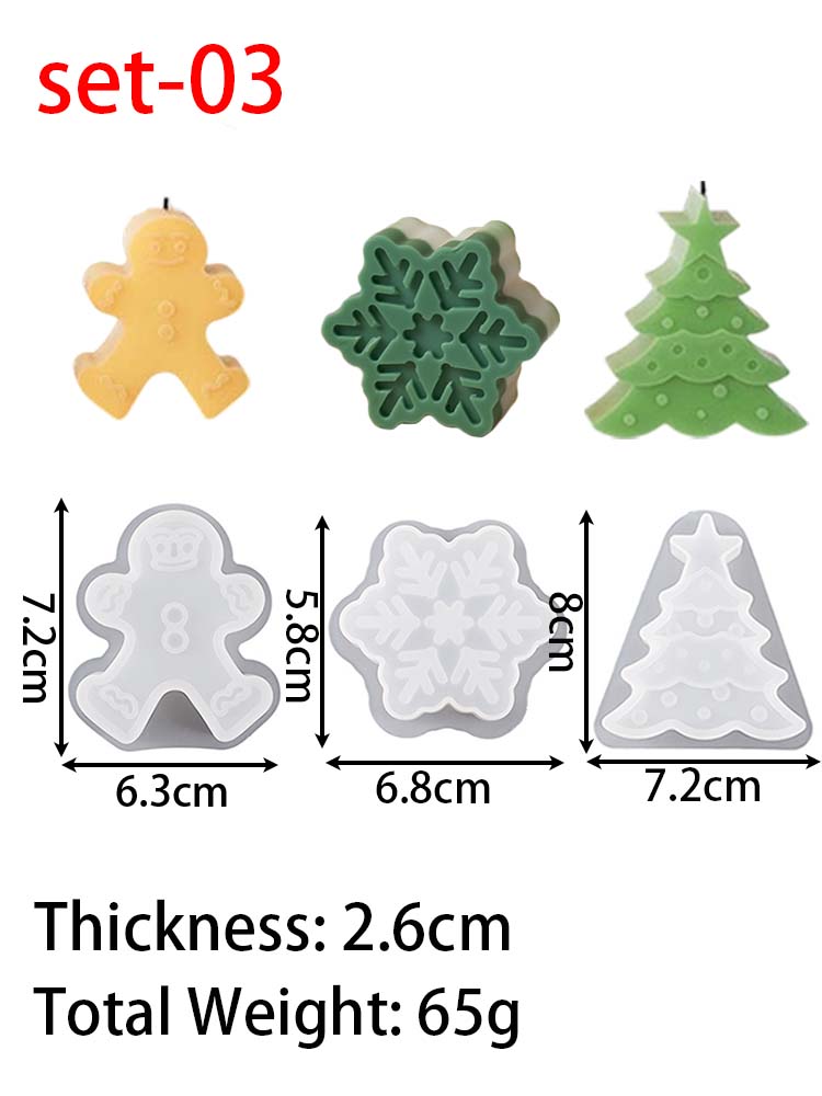 Christmas Series Silicone Candle Mold DIY Gingerbread Man Elk Snowflake Scented Candles Soap Molds Plaster Resin Crafts Making