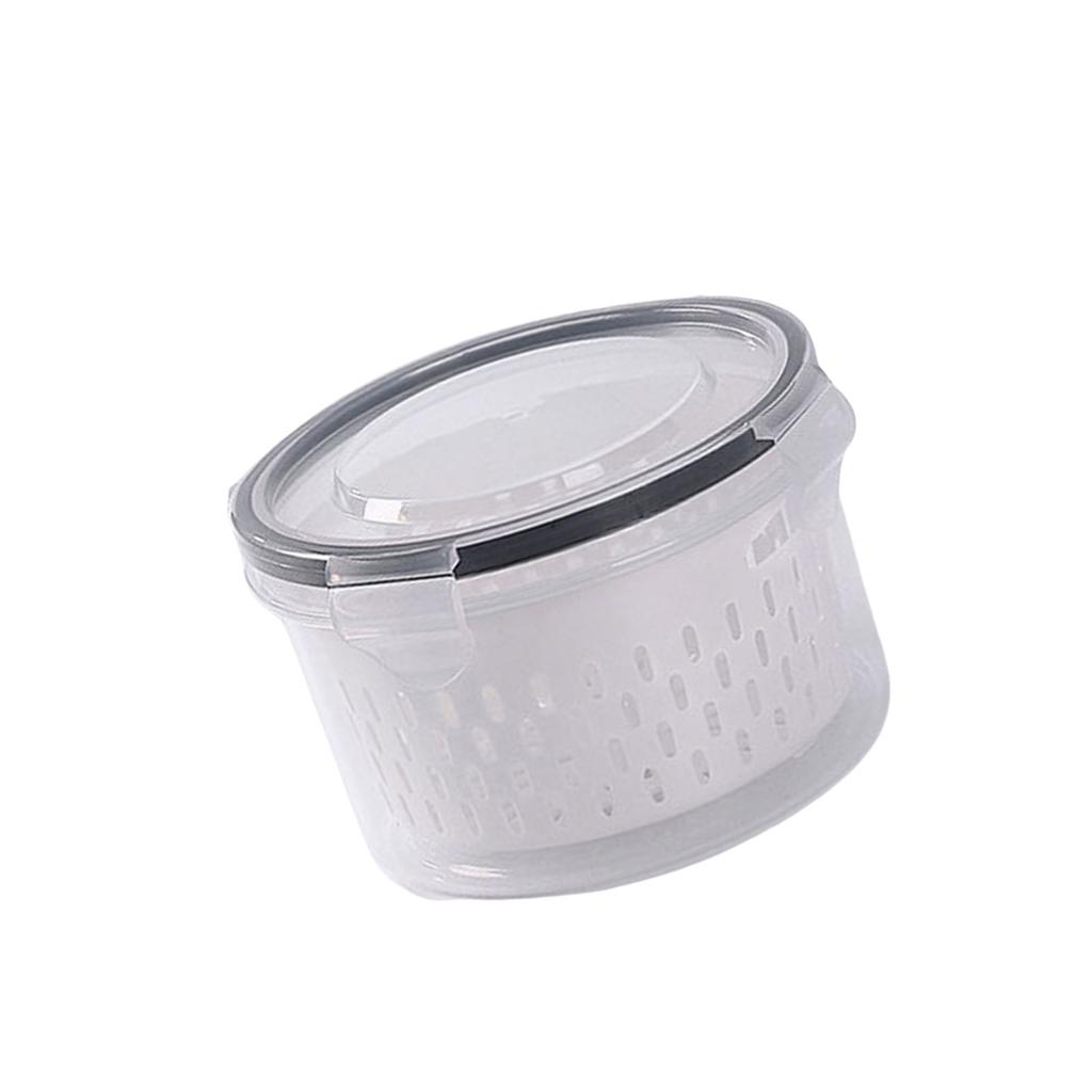 Praktischer Abtropfkorb Gemüse- und Obstaufbewahrungsbox für Kühlschrank Doppellagige Lunchbox Frischebox Behälter