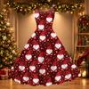 Women's Halloween Print Off-Shoulder Vintage Dress for Halloween Parties