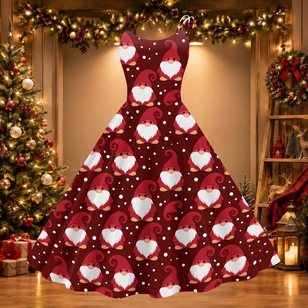 Women's Halloween Print Off-Shoulder Vintage Dress for Halloween Parties