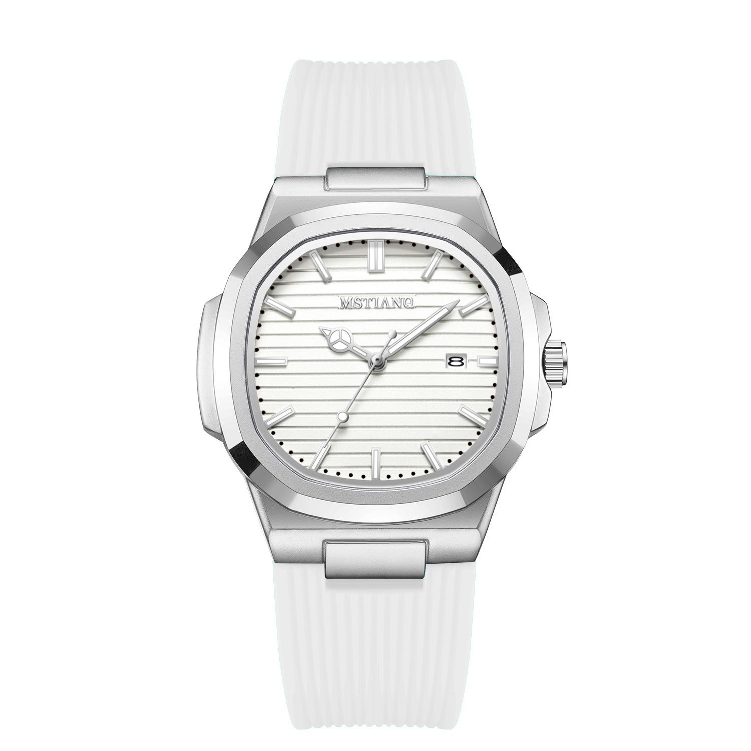 Silicone Strap Square Men S Calendar Watch Luminous Quartz Watch Watch