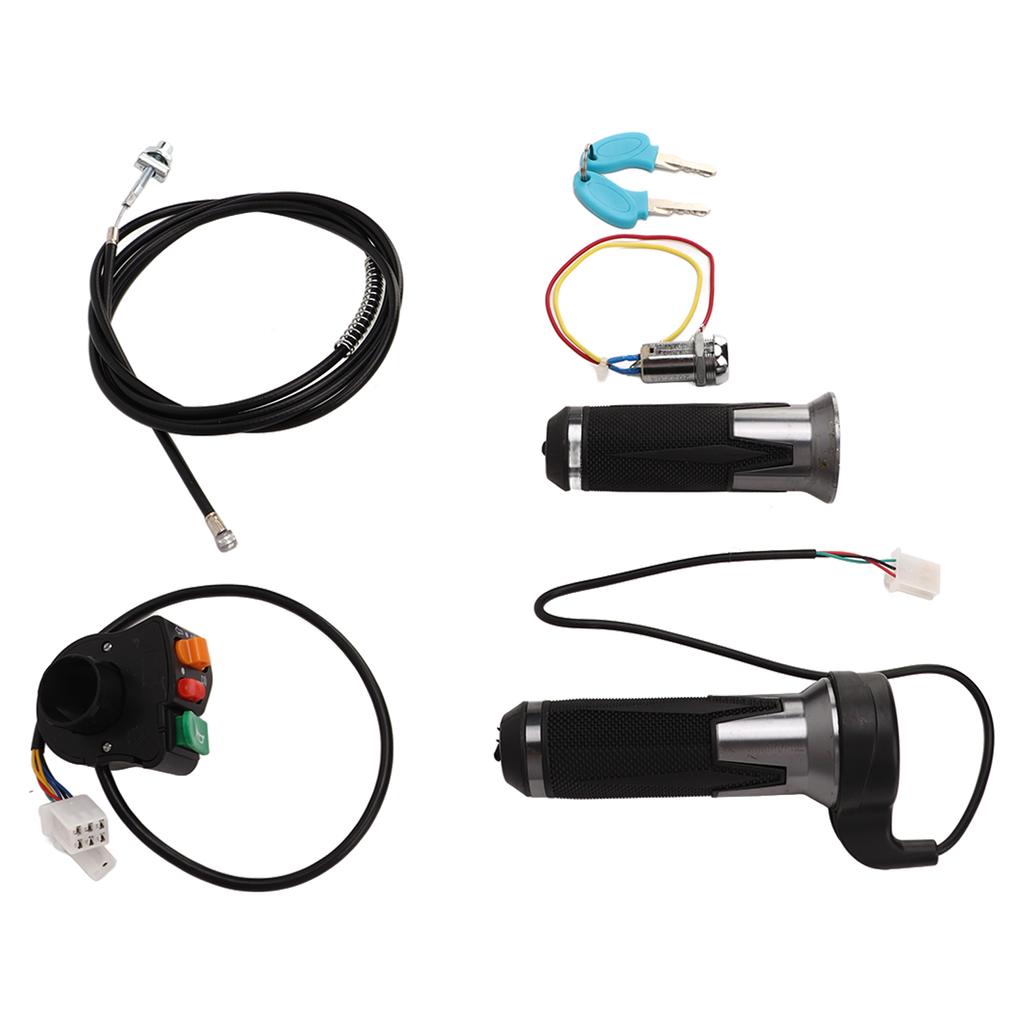 Bike Throttle Grip Kit Anti Slip Bike Drum Brake Line Ignition Switch Key Kit for Electric Bike Scooter Motor