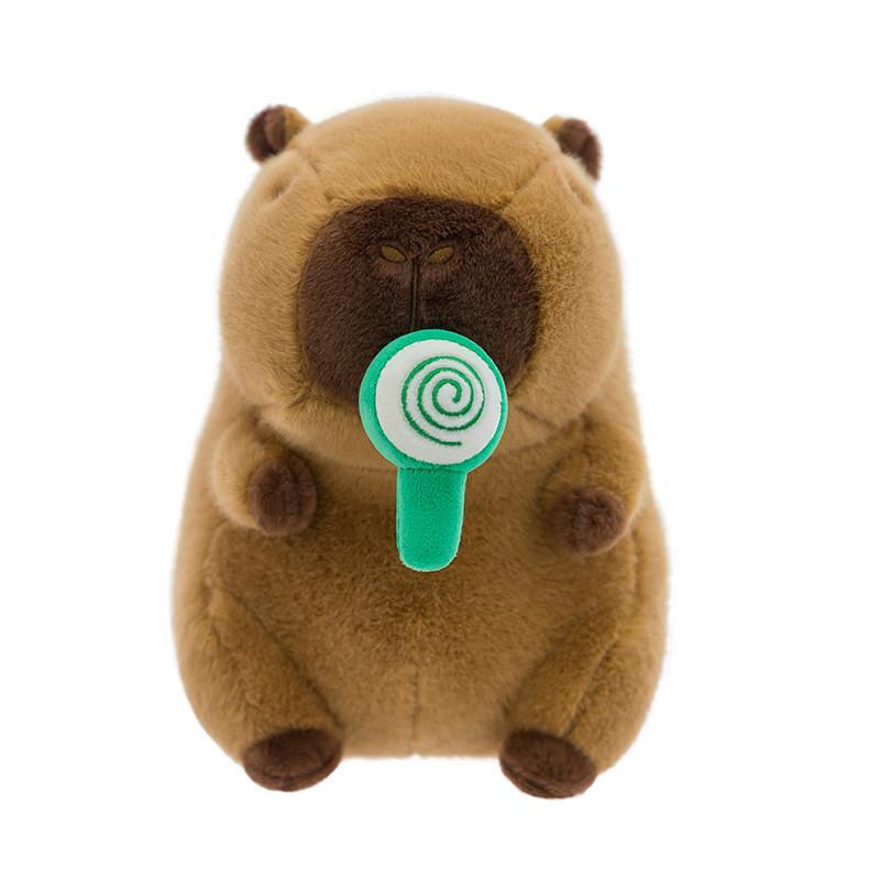 Plush Capybara Soft Doll Toy Animal Shaped Stuffed With Lollipop Drawable