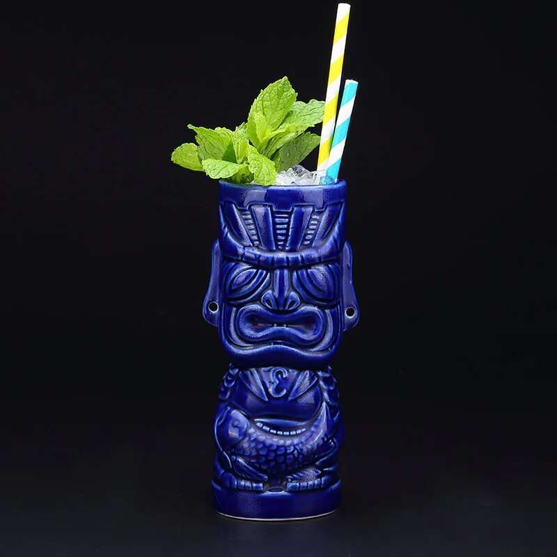 Tazza da Cocktail in Ceramica da 450ml Totem Tiki Mugs Decorazione Festa Tropicale Hawaiana Bar Utensili per Bere Tazza da Birra Bevande Ingrosso