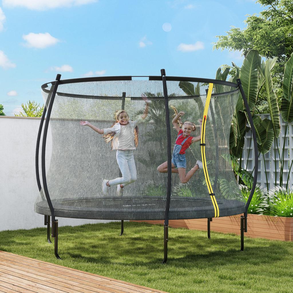 8ft Outdoor Trampoline with Enclosure Net, Spring Cover, Black