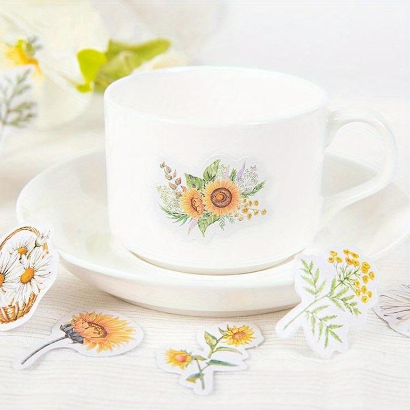 45Pcs/set Chrysanthemum and Sunflower Flowers Stickers Decorative Sticker Diary Stationery Album Sticker Flakes Scrapbooking