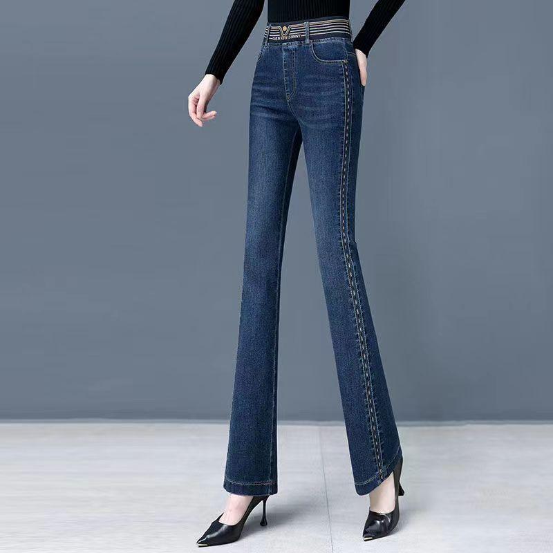 Damenhosen Elastische High-Waist Jeans Slim Schlagjeans Übergröße Jeans