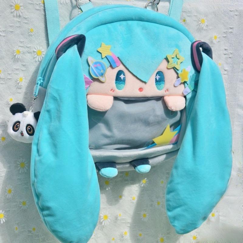 Kawaii Hatsune Miku Plush Crossbody Bag Anime Big Mouth Pain Bag Itabag Cute Virtual Singer Shoulder Bag Girls Cosplay Gift