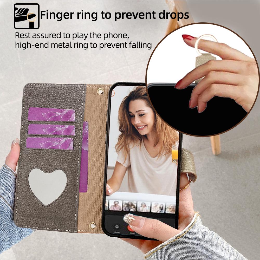 iPhone 16 Pro Flip Protective Case with Card Slot, Lanyard, Stand, Leather Design for Apple 17/12/13/15 Models.