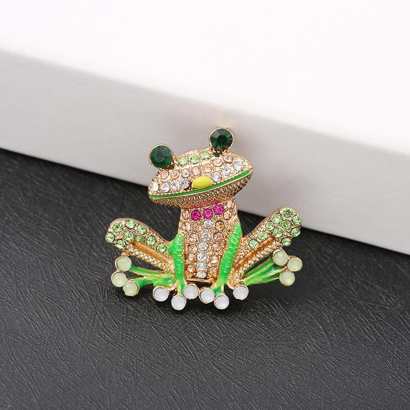 Frog Temperament Metal Dripping Animal Clothing Brooch for Men and Women