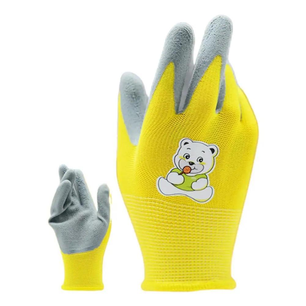 Non-Slip Garden Work Gloves Polyester&Latex Yard Work Gloves Portable Gardening Gloves  Garden Work Yellow XXXS