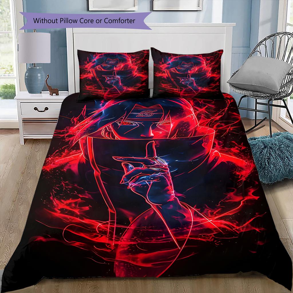 Juego de Ropa de Cama con Estampado de Dibujos Animados Colcha Funda de Colcha Funda de Almohada Decoración del Hogar Regalo de Cumpleaños (1 * funda nórdica + 2 * fundas de almohada, sin núcleo)