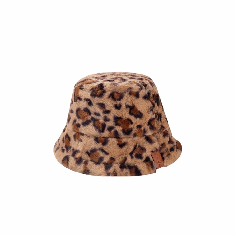

Cow Pattern Girl Leopard Print Korean Style Caps Flannel Bucket Hat Female Hats Pure Color Caps E