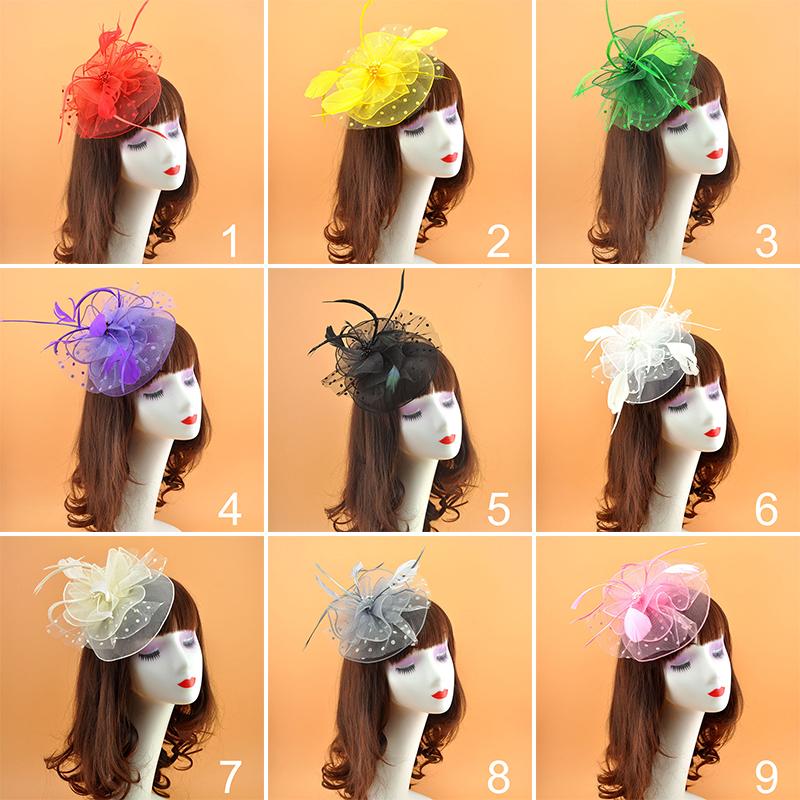 1Pc Fascinator Hat Feather Pearl Beaded Decor Girl Hair Clips Hair Accessories Headwear Flower Women's